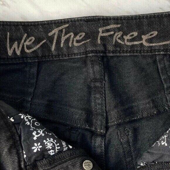 Free People Avery Shorts Women's 24 Black Denim Button-Fly Cutoff Modest NWT - Picture 4 of 10